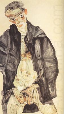 Egon Schiele Self-Portrait in Black Cloak (mk12) china oil painting image